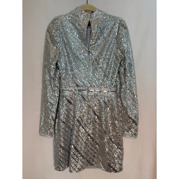 SAYLOR  Party Mini Dress In Platinum Sequin Size Medium - Picture 2 of 7